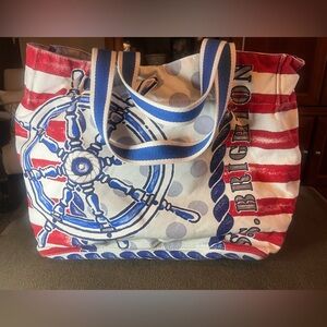 Brighton “A Day With Brighton” Nautical Canvas Tote Bag Anchor Ship Wheel Beach